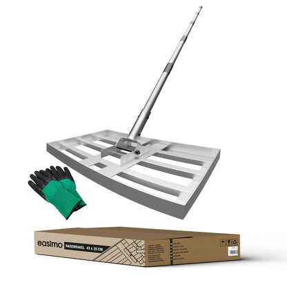 easimo Rasenrakel 43x25 cm mit 2,00 m Stange aus Stahl