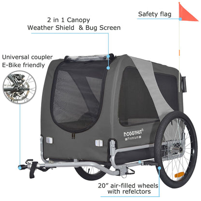 Tiggo DOGGYHUT Premium Large Hundefahrradanhänger 2in1 bis 35 kg