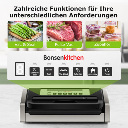 Bonsenkitchen Vakuumiergerät 15L/Min Hochleistung mit Schneider