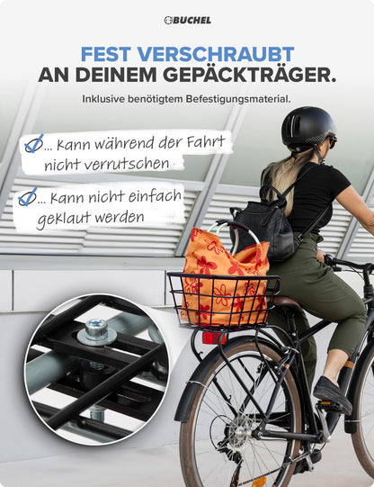 Büchel Fahrradkorb Jumbo hinten aus Aluminium, schwarz, 15 kg