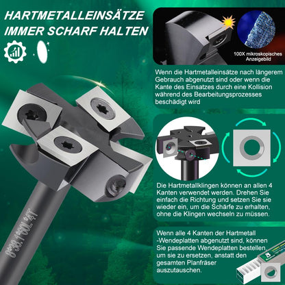 BALUGAEA Planfräser 8 mm Schaft 38,1 mm mit 4 HM-Wendeplatten