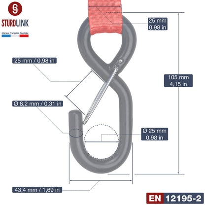 Sturdlink Automatische Spanngurte mit Ratsche, 5 m x 25 mm, 4er-Pack