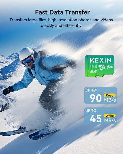 KEXIN 64GB microSDXC Speicherkarte UHS-I U3, 5er-Pack mit SD-Adapter