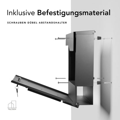 NewHabitat Briefkasten Tokio mit Zeitungsfach und Gravur, Anthrazit
