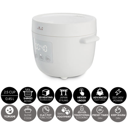 Yum Asia Tsuki Mini-Reiskocher - Pebble White (0.45L)