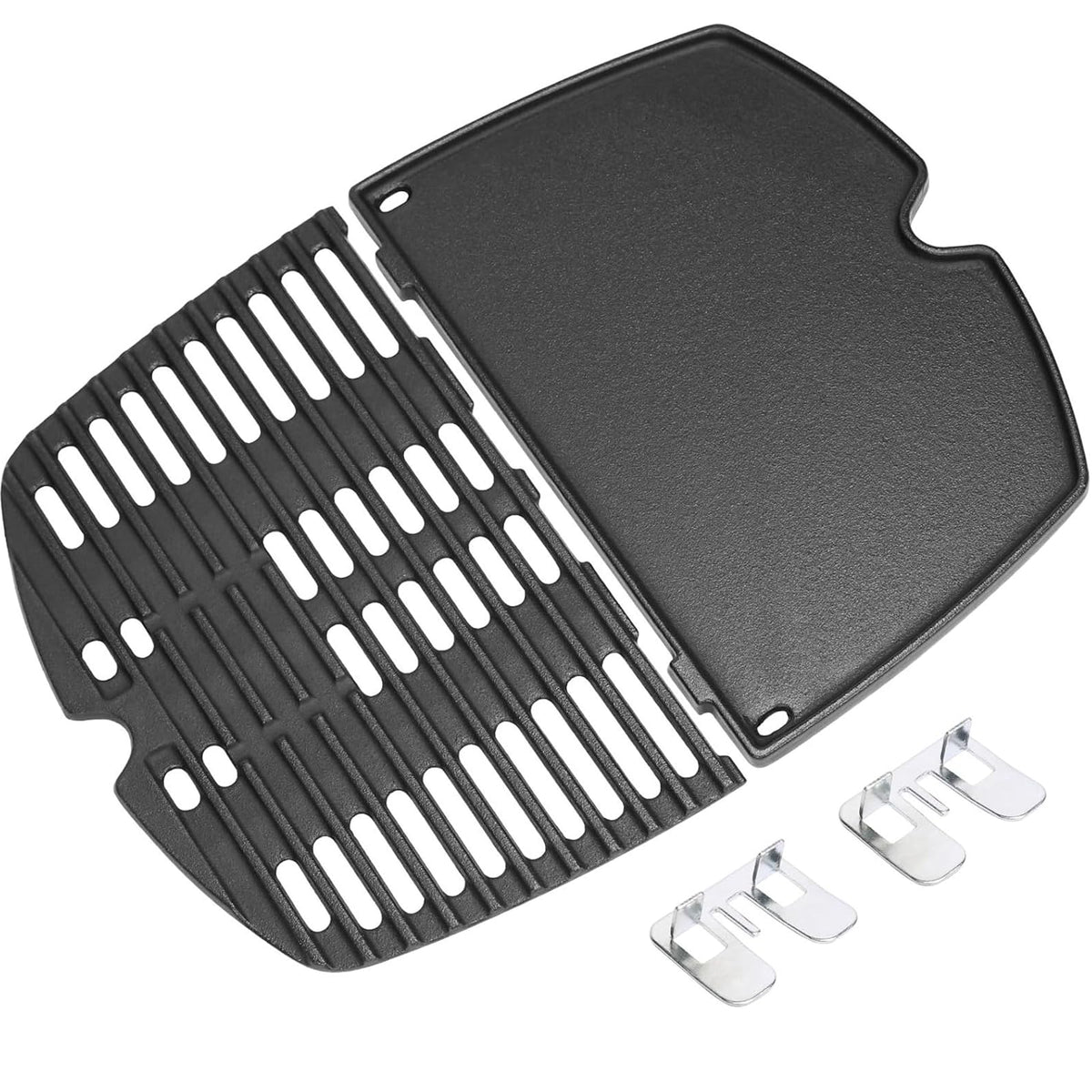 GFTIME Grillplatte & Grillrost aus Gusseisen für Weber Q100/Q1000 in Schwarz