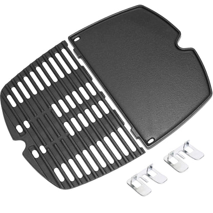 GFTIME Grillplatte & Grillrost aus Gusseisen für Weber Q100/Q1000 in Schwarz