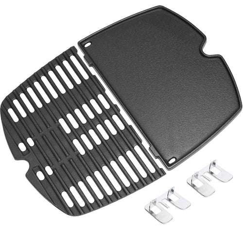 GFTIME Grillplatte & Grillrost aus Gusseisen für Weber Q100/Q1000 in Schwarz