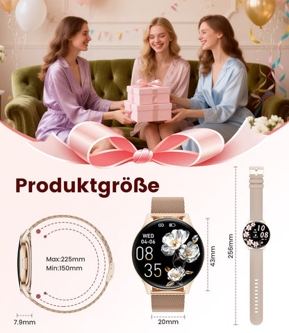 LIGE FV21 Smartwatch Damen mit AMOLED-Display, Roségold