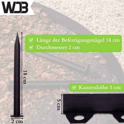WDB Flexible Rasenkante aus Kunststoff, 20 m, schwarz, inkl. 40 Nägel