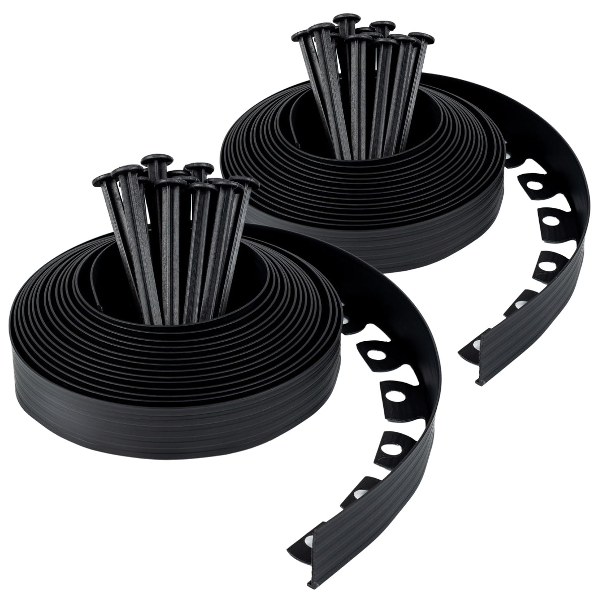 UNIGARDIA Flexible Rasenkante, Kunststoff, 20 m, schwarz, 60 Erdanker zur Beetabgrenzung