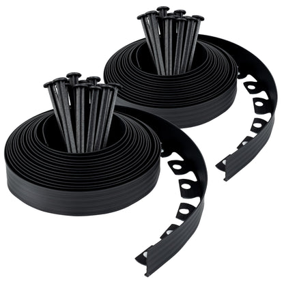 UNIGARDIA Flexible Rasenkante, Kunststoff, 20 m, schwarz, 60 Erdanker zur Beetabgrenzung