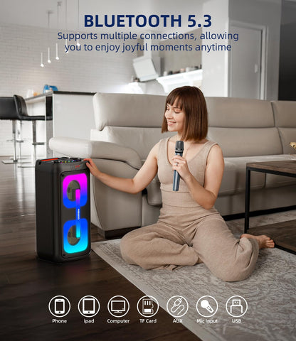 Gesnada K68 Karaoke-Anlage mit 2 Funkmikrofonen und Bluetooth