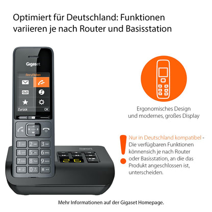 Gigaset Comfort 520A Schnurloses DECT-Telefon mit AB, titan-schwarz