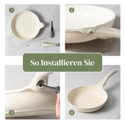 Redchef Keramik Topfset Induktion, 11-teiliges Kochgeschirr-Set, Beige