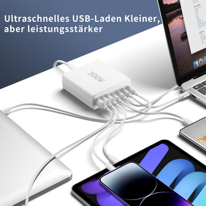 FINIBO S10 300W USB-C Ladegerät 7-Port, 4x USB-C, 3x USB-A weiss