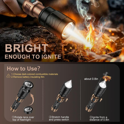 SKYFIRE LED Taschenlampe 5000 Lumen, USB-C aufladbar, zoombar
