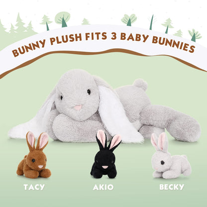 MorisMos Osterhase Kuscheltier XXL 60 cm mit 3 Babys im Bauch