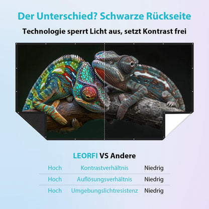 LEORFI Beamer Leinwand 150 Zoll Outdoor, 16:9, faltbar, waschbar