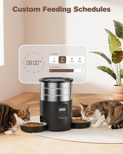 Futterautomat Katze 5L – Edelstahl, Timer & 2 Näpfe