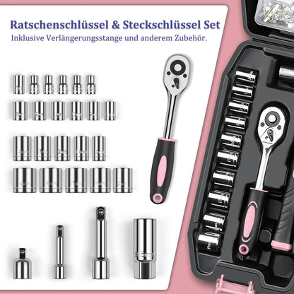 Sundpey Werkzeugkoffer Gefüllt 281tlg Werkzeug Set - Rosa