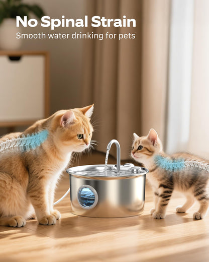 ATMZIQXR Katzenbrunnen Edelstahl S18-PRO, 2.6L Trinkbrunnen Katze