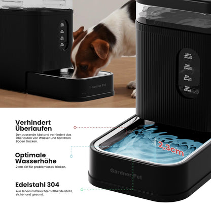 Gardner Pet Automatischer Wasserspender 6,5 L mit Edelstahlschüssel