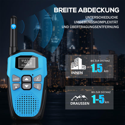 NXGKET Walkie Talkie 4er Set, aufladbar mit Akku und Taschenlampe