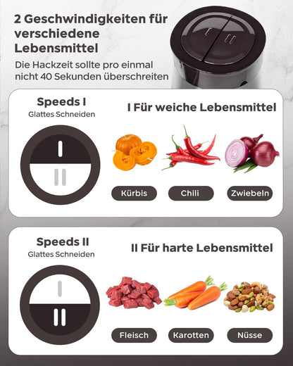 Bear Zerkleinerer Elektrisch 2L + 1.8L, 600W, 2 Geschwindigkeiten