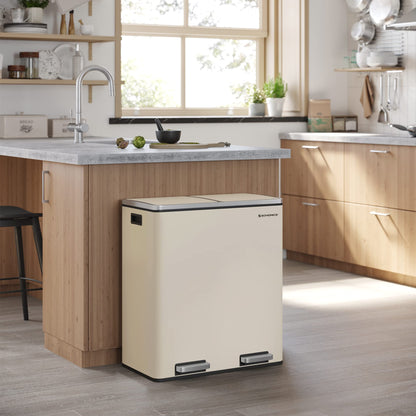 SONGMICS LTB060A01 Mülltrennsystem - 2x30L mandelfarben