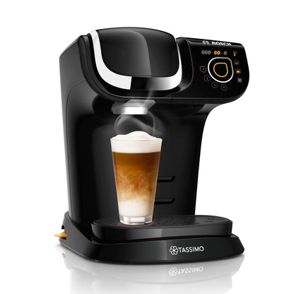 Tassimo My Way 2 Kapselmaschine TAS6502, schwarz mit Wasserfilter. Brüht Kaffee- und Teespezialitäten auf Knopfdruck.