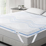 BedStory Matratzentopper 180x200 cm Gel-Kaltschaum H3/H4 10 cm mit blau gestreiftem Strickbezug