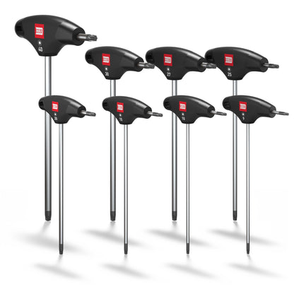 INBUS 74124 TORX T-Griff Schraubendreher Set 8-teilig TX9–TX40 mit matt verchromten Klingen