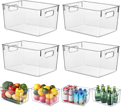 HPYLIF·H Kühlschrank Organizer, 4er Set Aufbewahrungsbox BPA-frei, transparent, mit Tragegriffen