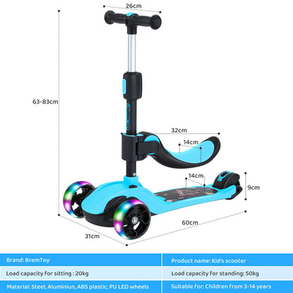 BremToy 1003 Kinderroller mit abnehmbarem Sitz, höhenverstellbar, blau