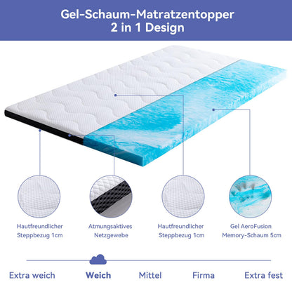 Amazon Basics Gel-Schaum Matratzen Topper 180x200cm, 7cm Weiss