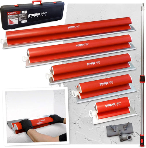 STREND PRO Flächenspachtel Set PREMIUM V2 – 5-tlg. Profi-Set: Fünf Edelstahl-Spachtel zum Glätten und Auftragen von Spachtelmassen.