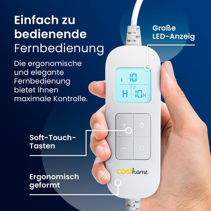 Cosi Home Heizdecke 180 x 130 cm, elektrische Wärmedecke, Grau