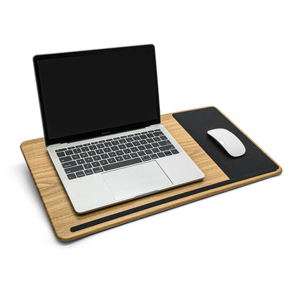ergomi Laptoptisch mit Kissen – Laptopunterlage bis 17 Zoll, Holzoptik
