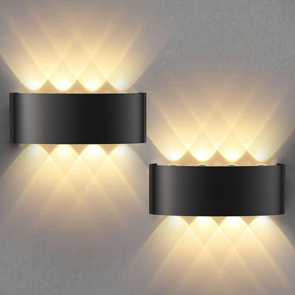 Lureshine LED Wandleuchte Up & Down 8W 3000K IP65 Schwarz 2er-Set, rechteckiges Aluminiumgehäuse zur Wandmontage