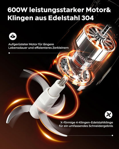 Bear Zerkleinerer Elektrisch 2L + 1.8L, 600W, 2 Geschwindigkeiten