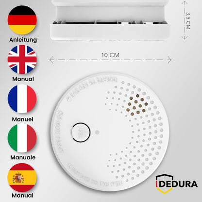 dedura Rauchmelder 4er-Set nach DIN EN 14604, inkl. 9V-Batterie