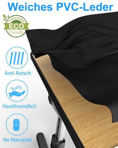 Potuopy faltbarer Laptop Betttisch Leder, verstellbar – Schwarz 60x40cm