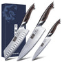 HOSHANHO Professionelles Küchenmesser Set 3-teilig – Edelstahl. Edelstahlklingen, schwarze Griffe zum präzisen Schneiden von Lebensmitteln.