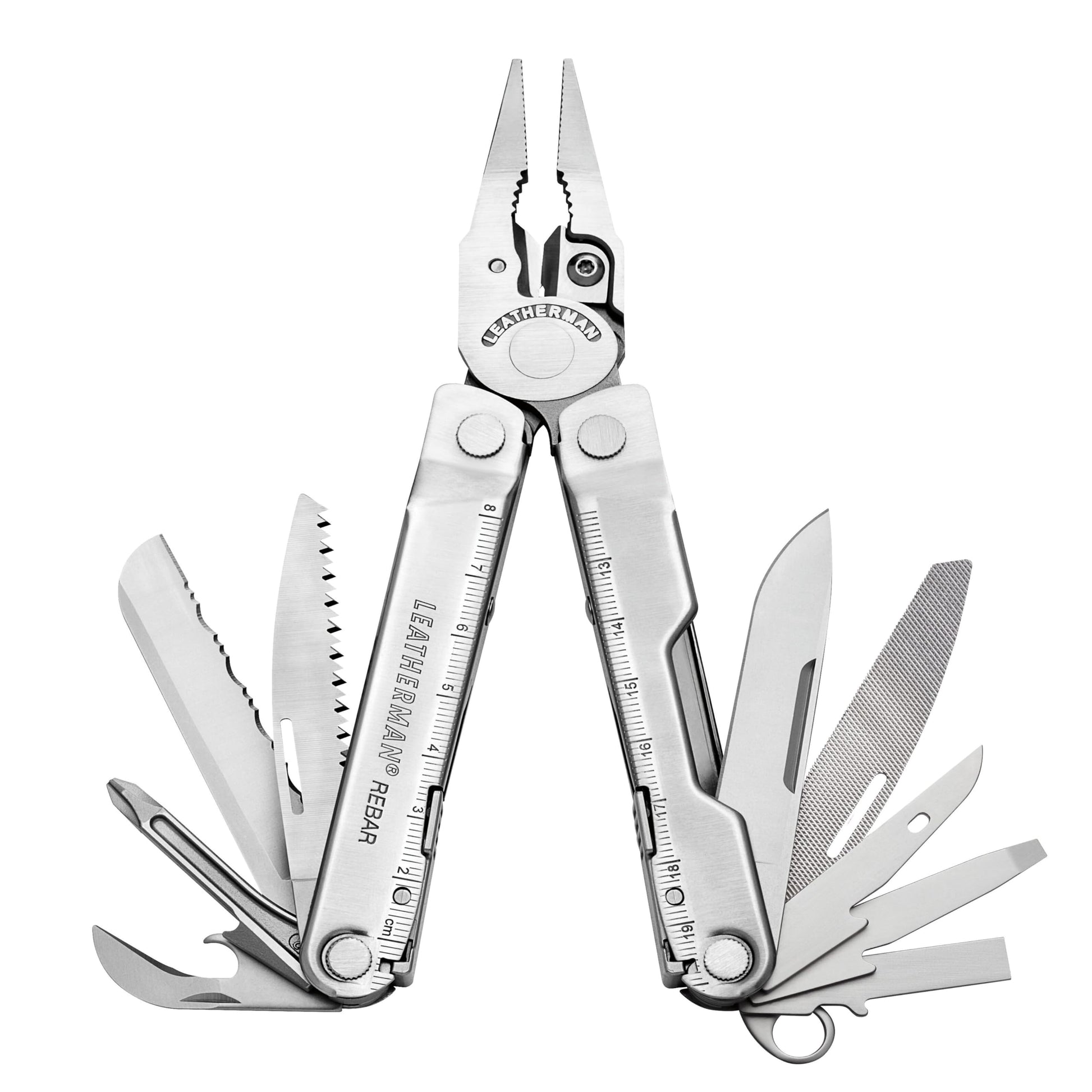 Leatherman Rebar Multifunktionswerkzeug - Schwarzer Edelstahl. Kompaktes Klappwerkzeug aus schwarzem Edelstahl zum Arbeiten und Reparieren.