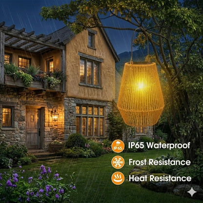 KagoLing Solarlaterne 2er-Set, handgeflochtene Rattan-Solarlampe