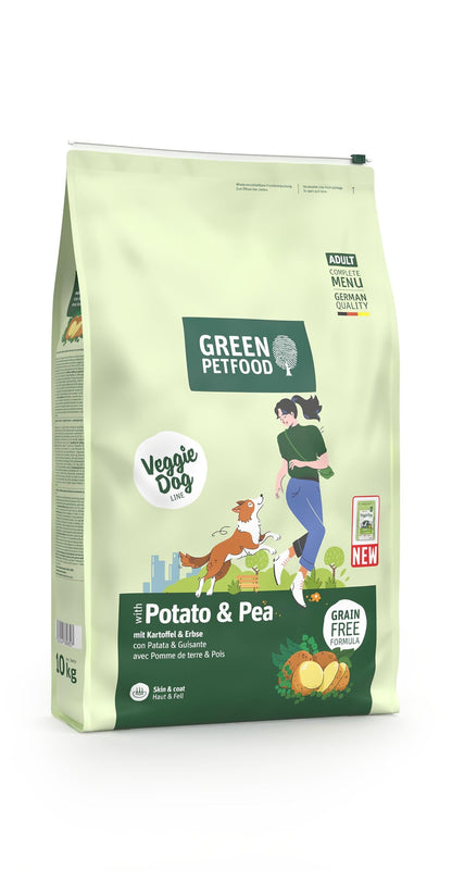 Green Petfood VeggieDog Trockenfutter Kartoffel & Erbse 10 kg, vegetarisches Hundefutter