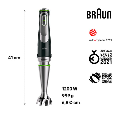 Braun MultiQuick 9 MQ9187XLI Stabmixer, 1200 Watt, schwarz