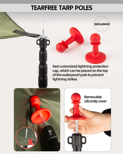 AVOFOREST Teleskop-Zeltstangen Aluminium, 88–265 cm, schwarz, 2er-Set