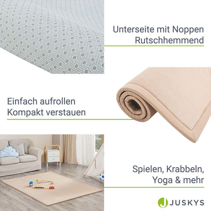 Juskys Krabbelmatte Spielmatte Samt 200x150 cm Beige
